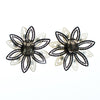 Vintage West Germany Black and White Lucite Lace Flower Earrings with Rhinestones by West Germany - Vintage Meet Modern Vintage Jewelry - Chicago, Illinois - #oldhollywoodglamour #vintagemeetmodern #designervintage #jewelrybox #antiquejewelry #vintagejewelry