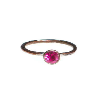 Vintage Yellow Red Blue Green Pink Purple Rhinestone Stacking  Ring, Size 8, Copper and Silver Tone Setting, Stackable Ring by 1980s - Vintage Meet Modern Vintage Jewelry - Chicago, Illinois - #oldhollywoodglamour #vintagemeetmodern #designervintage #jewelrybox #antiquejewelry #vintagejewelry
