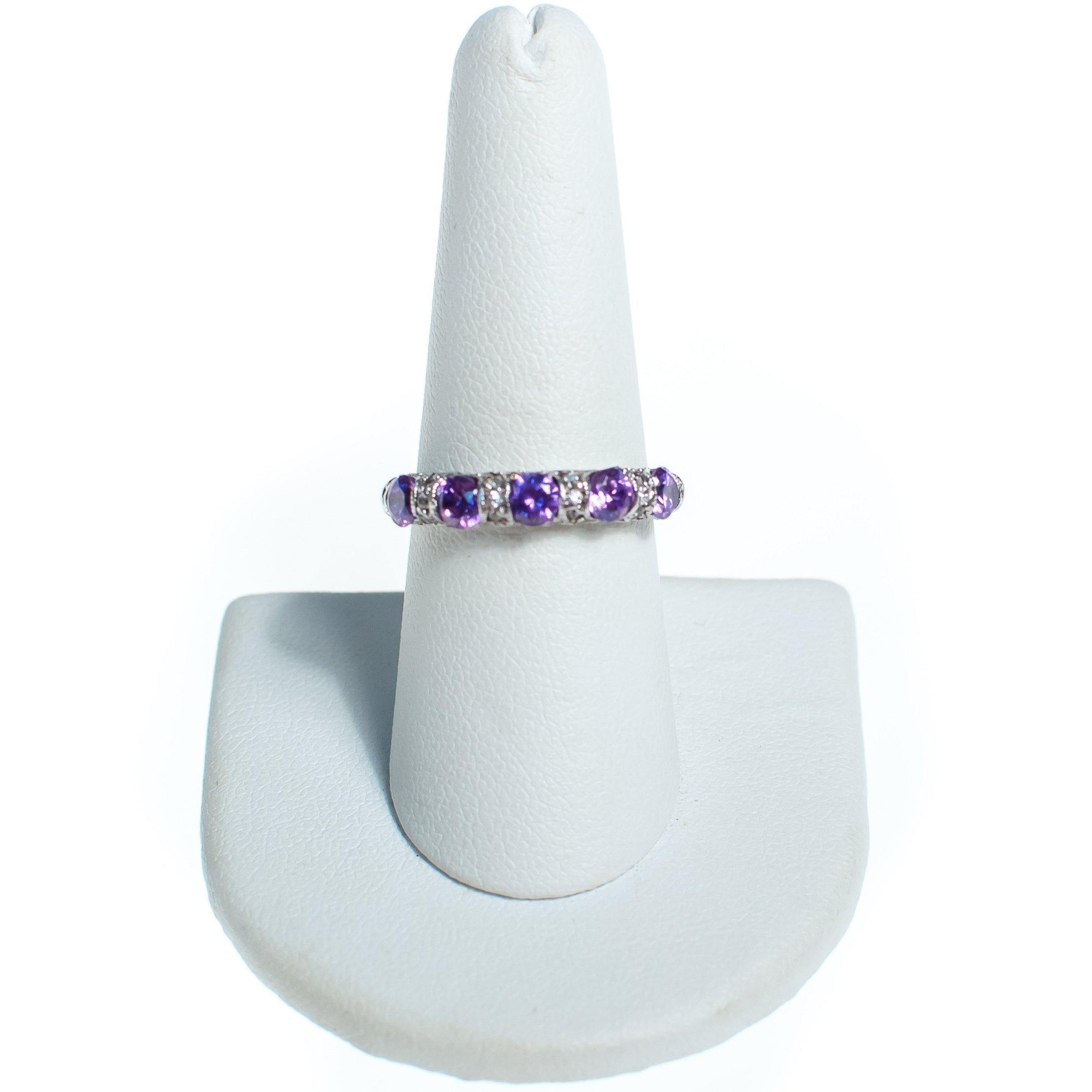 Vintage Ring, Sterling Band, Tanzanite Gemstones, Ring Size 8 by Tanzanite - Vintage Meet Modern Vintage Jewelry - Chicago, Illinois - #oldhollywoodglamour #vintagemeetmodern #designervintage #jewelrybox #antiquejewelry #vintagejewelry