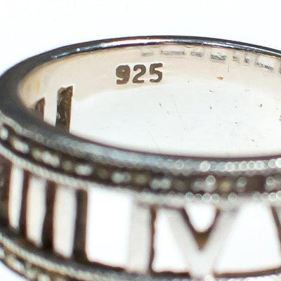 Vintage Sterling Silver Roman Numeral Ring with Marcasite, Silver Tone, Ring Size 8.5 by Sterling Silver - Vintage Meet Modern Vintage Jewelry - Chicago, Illinois - #oldhollywoodglamour #vintagemeetmodern #designervintage #jewelrybox #antiquejewelry #vintagejewelry