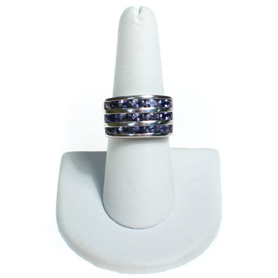 Vintage Wide Band Channel Set Iolite Sterling Silver Ring by Sterling Silver - Vintage Meet Modern Vintage Jewelry - Chicago, Illinois - #oldhollywoodglamour #vintagemeetmodern #designervintage #jewelrybox #antiquejewelry #vintagejewelry