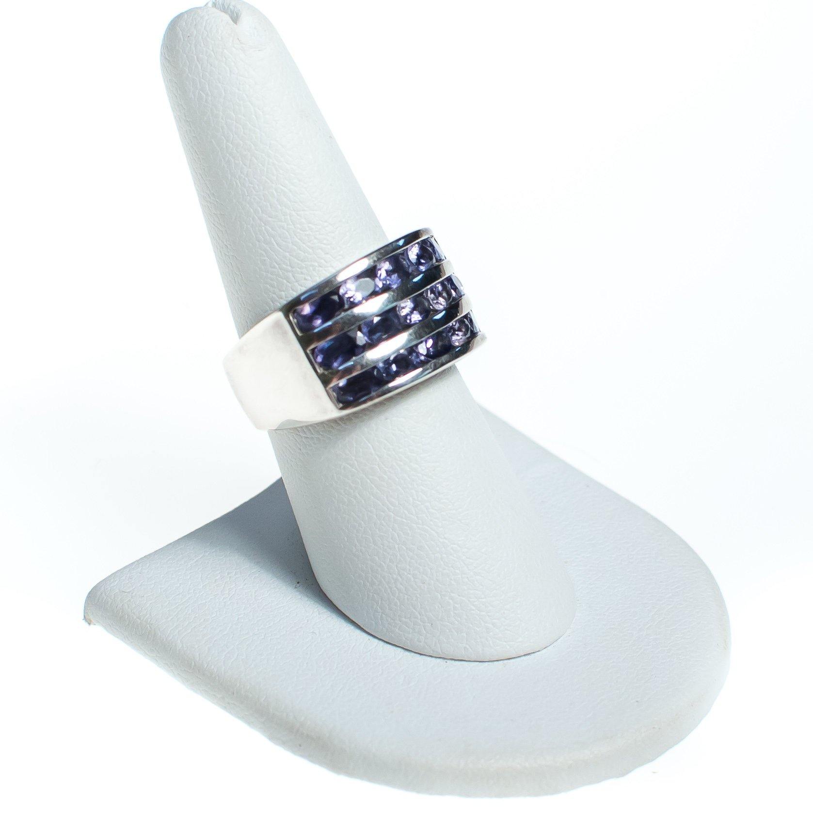 Vintage Wide Band Channel Set Iolite Sterling Silver Ring by Sterling Silver - Vintage Meet Modern Vintage Jewelry - Chicago, Illinois - #oldhollywoodglamour #vintagemeetmodern #designervintage #jewelrybox #antiquejewelry #vintagejewelry