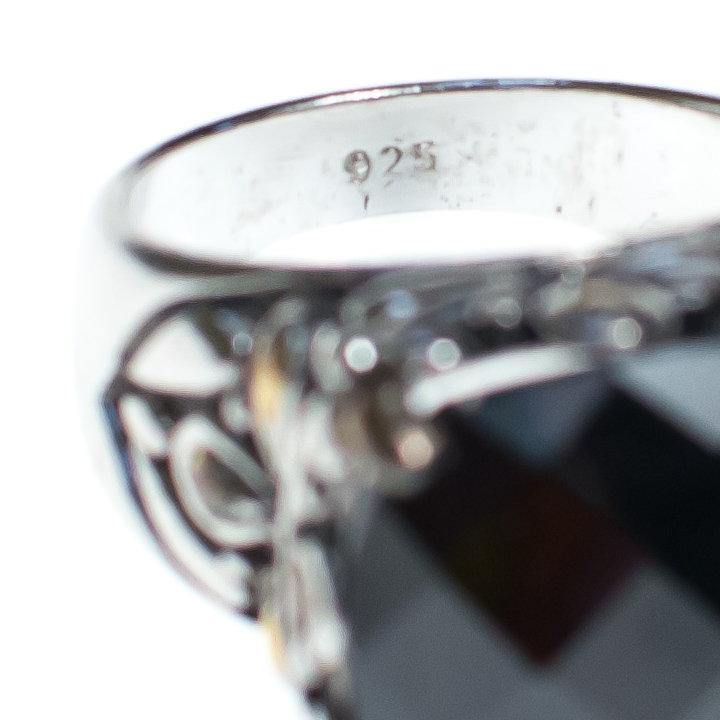 Vintage Faceted Onyx Sterling Silver Statement Ring by Sterling Silver - Vintage Meet Modern Vintage Jewelry - Chicago, Illinois - #oldhollywoodglamour #vintagemeetmodern #designervintage #jewelrybox #antiquejewelry #vintagejewelry