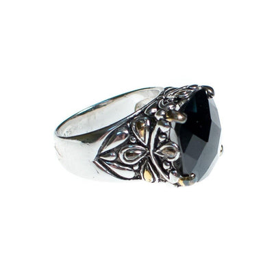 Vintage Faceted Onyx Sterling Silver Statement Ring by Sterling Silver - Vintage Meet Modern Vintage Jewelry - Chicago, Illinois - #oldhollywoodglamour #vintagemeetmodern #designervintage #jewelrybox #antiquejewelry #vintagejewelry