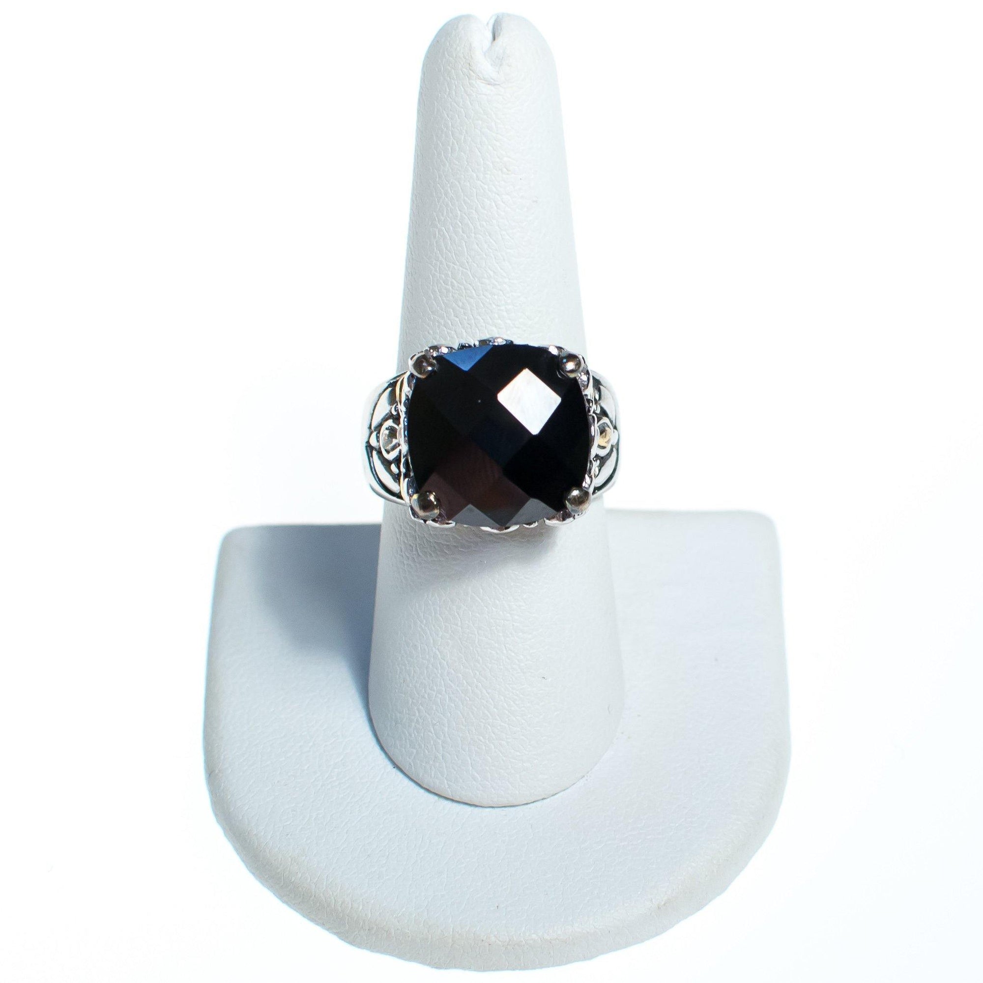 Vintage Faceted Onyx Sterling Silver Statement Ring by Sterling Silver - Vintage Meet Modern Vintage Jewelry - Chicago, Illinois - #oldhollywoodglamour #vintagemeetmodern #designervintage #jewelrybox #antiquejewelry #vintagejewelry