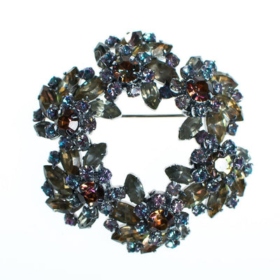 Vintage Austrian Brooch Multi-colored Aurora Borealis Rhinestones, Silver Tone Setting, Brooches and Pins by Austria - Vintage Meet Modern Vintage Jewelry - Chicago, Illinois - #oldhollywoodglamour #vintagemeetmodern #designervintage #jewelrybox #antiquejewelry #vintagejewelry