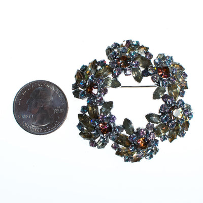 Vintage Austrian Brooch Multi-colored Aurora Borealis Rhinestones, Silver Tone Setting, Brooches and Pins by Austria - Vintage Meet Modern Vintage Jewelry - Chicago, Illinois - #oldhollywoodglamour #vintagemeetmodern #designervintage #jewelrybox #antiquejewelry #vintagejewelry