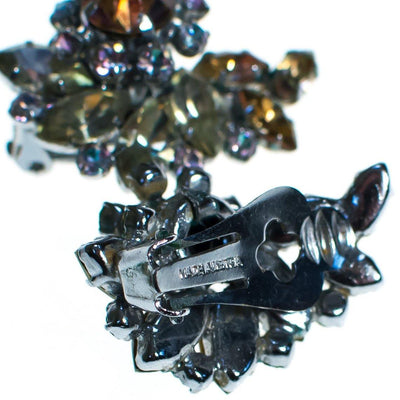 Vintage 1950s Austrian Earrings, Pastel Aurora Borealis Multi-colored Rhinestones, Silver Tone Setting, Clip-on by Austrai - Vintage Meet Modern Vintage Jewelry - Chicago, Illinois - #oldhollywoodglamour #vintagemeetmodern #designervintage #jewelrybox #antiquejewelry #vintagejewelry