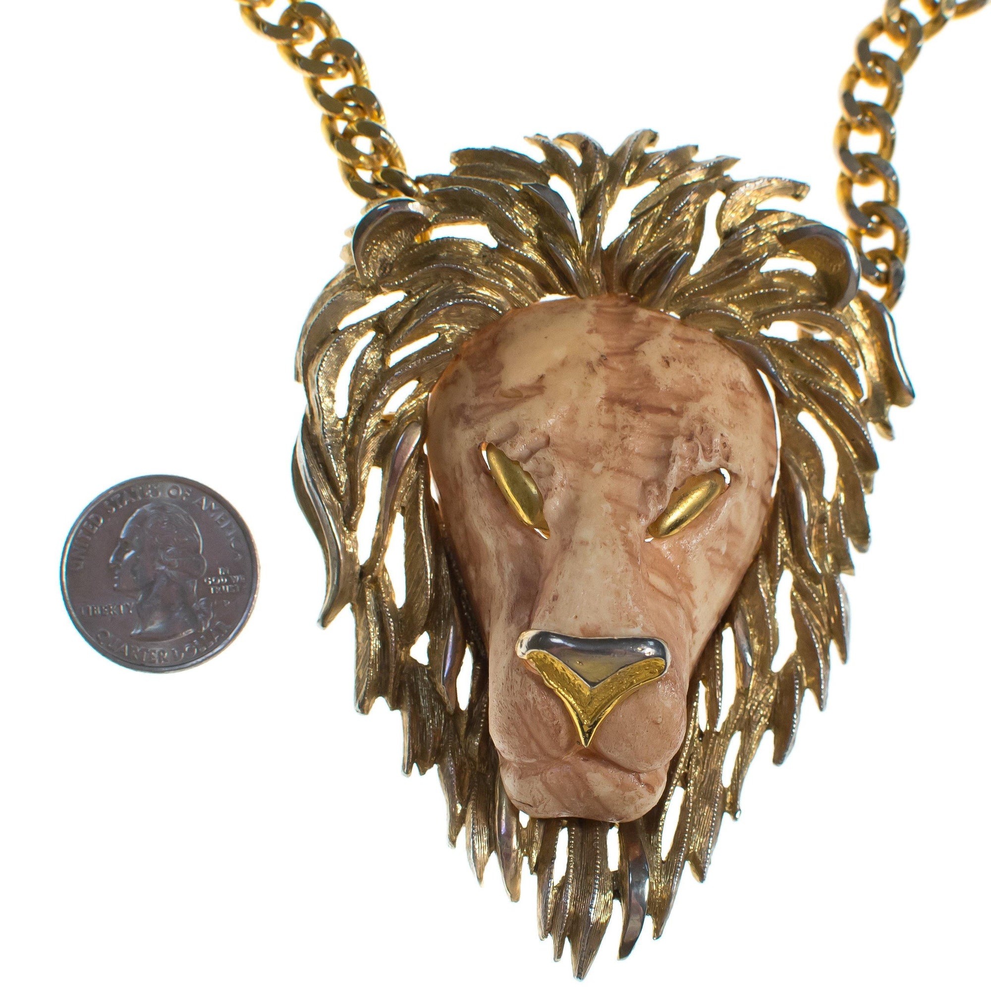 Vintage Huge Razza Lion Statement Necklace by Razza - Vintage Meet Modern Vintage Jewelry - Chicago, Illinois - #oldhollywoodglamour #vintagemeetmodern #designervintage #jewelrybox #antiquejewelry #vintagejewelry