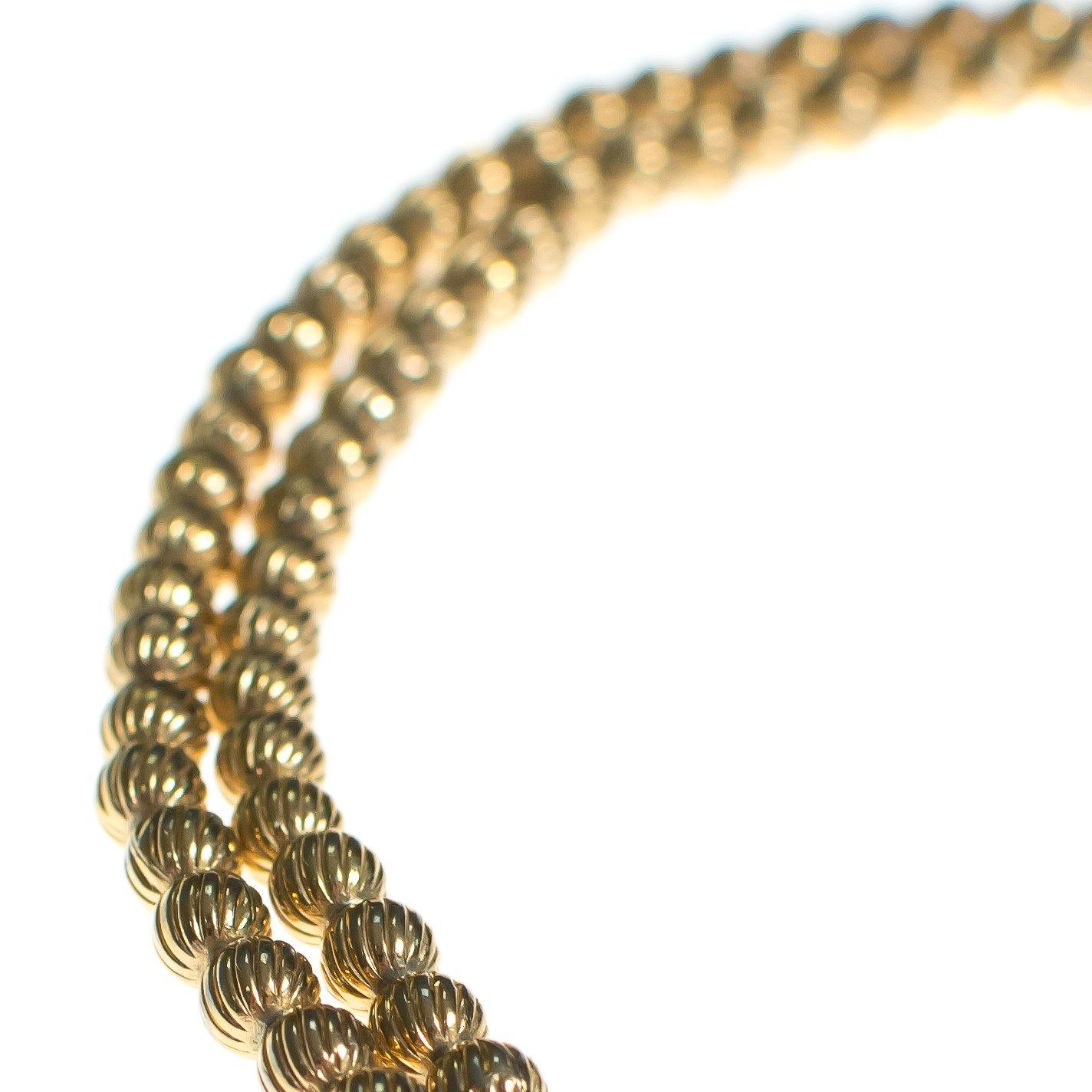 Vintage Crown Trifari Gold Bead Double Strand Necklace by Crown Trifari - Vintage Meet Modern Vintage Jewelry - Chicago, Illinois - #oldhollywoodglamour #vintagemeetmodern #designervintage #jewelrybox #antiquejewelry #vintagejewelry