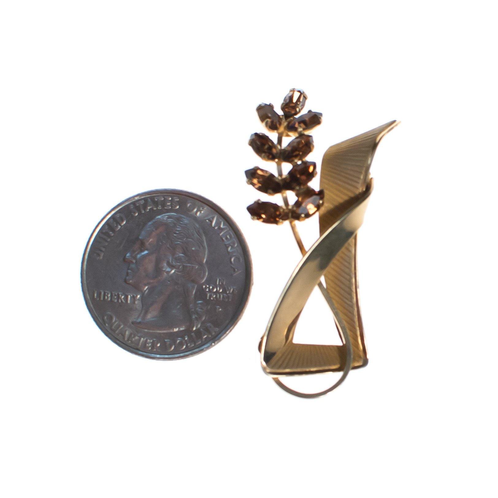 Vintage 1940s Gold Filled Petite Floral Brooch with Smokey Topaz Leaves by 1940s - Vintage Meet Modern Vintage Jewelry - Chicago, Illinois - #oldhollywoodglamour #vintagemeetmodern #designervintage #jewelrybox #antiquejewelry #vintagejewelry
