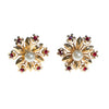 Vintage Gold Star Flower Earrings with Red Rhinestones and Faux Pearl by 1950s - Vintage Meet Modern Vintage Jewelry - Chicago, Illinois - #oldhollywoodglamour #vintagemeetmodern #designervintage #jewelrybox #antiquejewelry #vintagejewelry