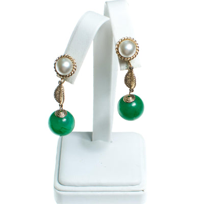Vintage Pearl and Jade Lucite Bead Statement Earrings by 1950s - Vintage Meet Modern Vintage Jewelry - Chicago, Illinois - #oldhollywoodglamour #vintagemeetmodern #designervintage #jewelrybox #antiquejewelry #vintagejewelry