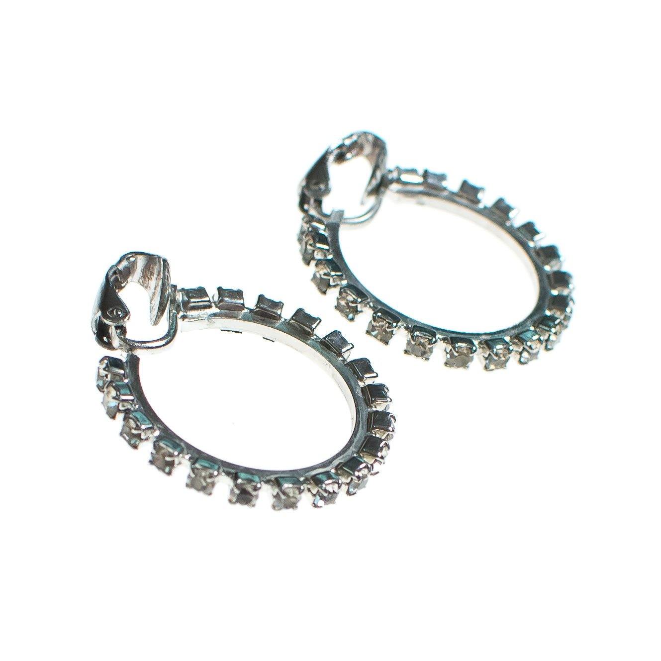 Vintage Rhinestone Hoop Earrings by 1950s - Vintage Meet Modern Vintage Jewelry - Chicago, Illinois - #oldhollywoodglamour #vintagemeetmodern #designervintage #jewelrybox #antiquejewelry #vintagejewelry