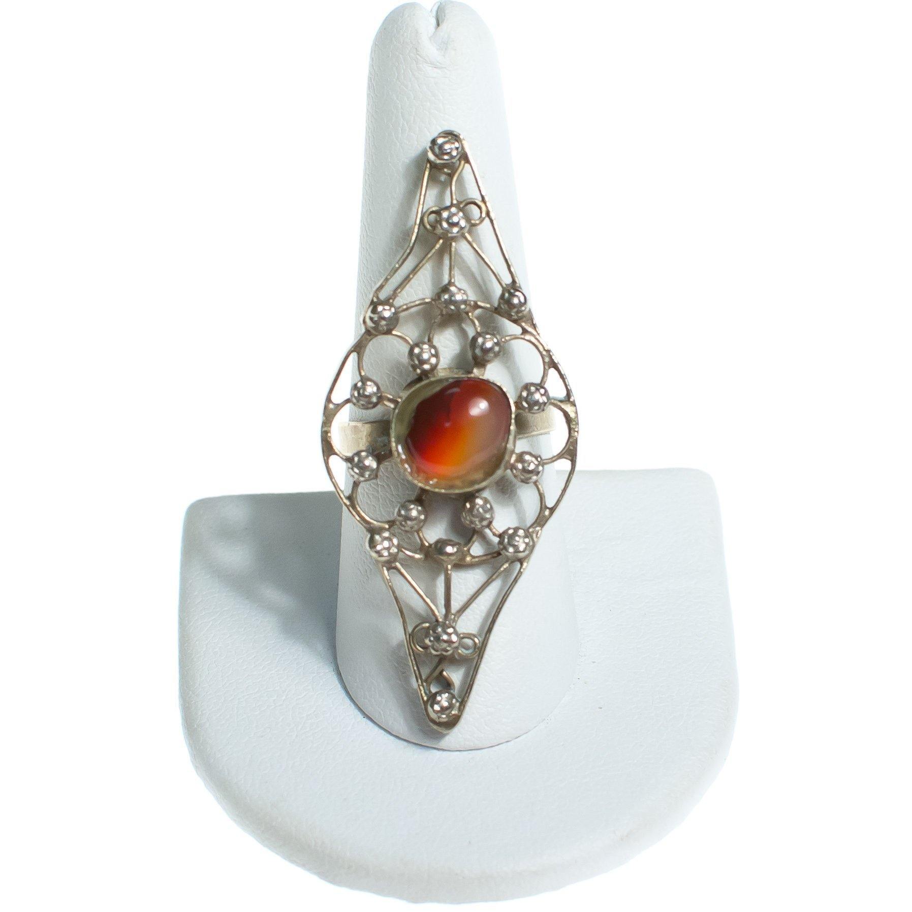 Vintage Sterling Silver Artisan Ring with Bezel Set Shell by Artisan - Vintage Meet Modern Vintage Jewelry - Chicago, Illinois - #oldhollywoodglamour #vintagemeetmodern #designervintage #jewelrybox #antiquejewelry #vintagejewelry