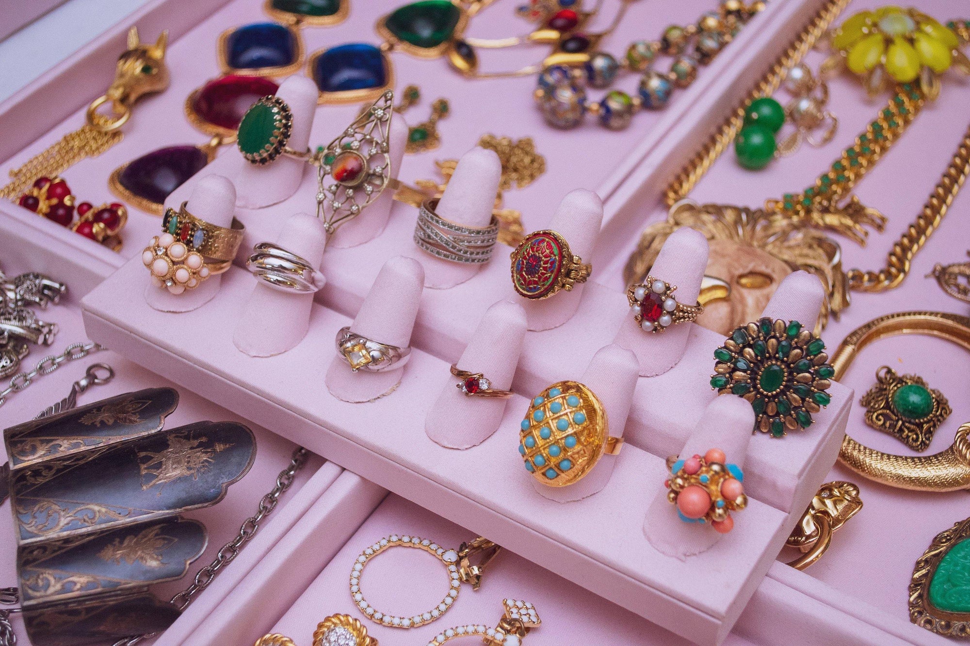 Vintage Turquoise Bead Gold Locket Statement Ring by 1960s - Vintage Meet Modern Vintage Jewelry - Chicago, Illinois - #oldhollywoodglamour #vintagemeetmodern #designervintage #jewelrybox #antiquejewelry #vintagejewelry