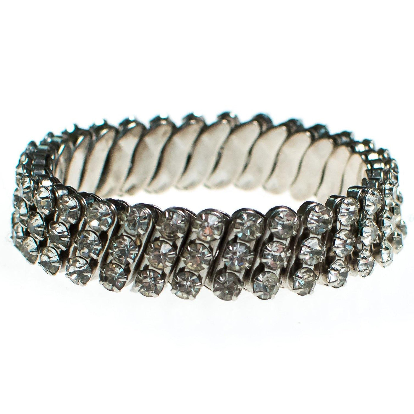 Vintage 1950s Three Row Diamante Rhinestone Expansion Bracelet