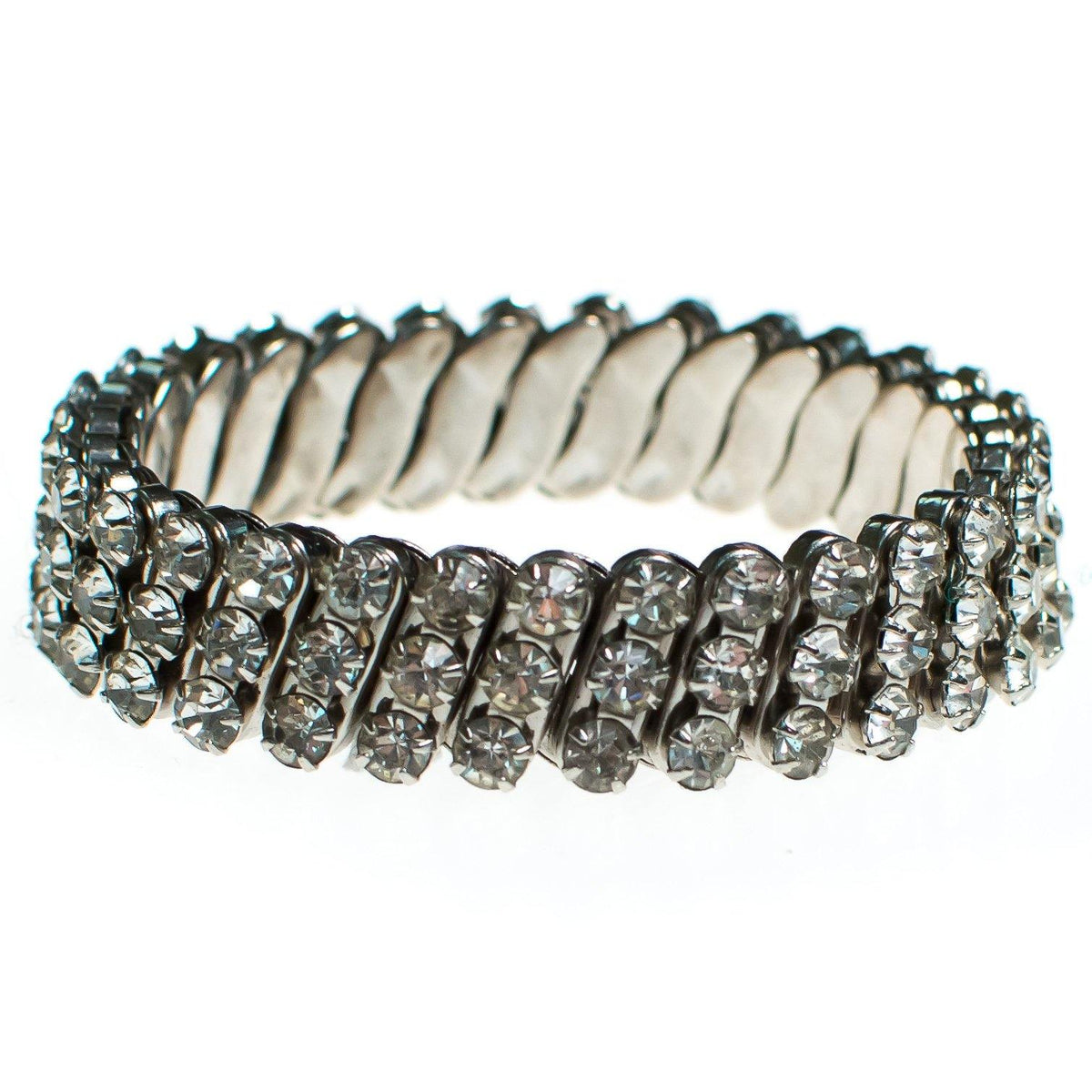 Vintage 1950s Three Row Diamante Rhinestone Expansion Bracelet