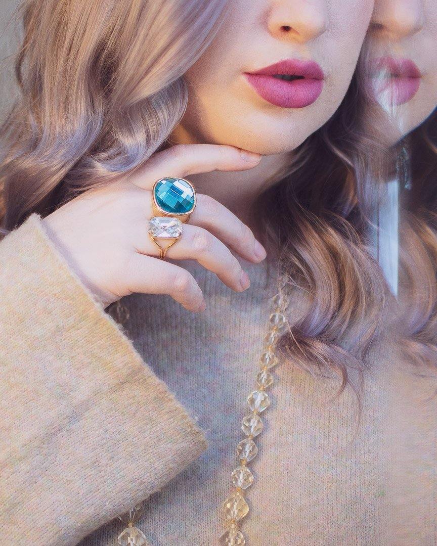 Vintage Huge Chunky Crystal Cocktail Statement Ring by Gold Filled - Vintage Meet Modern Vintage Jewelry - Chicago, Illinois - #oldhollywoodglamour #vintagemeetmodern #designervintage #jewelrybox #antiquejewelry #vintagejewelry