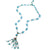 Vintage Mid Century Modern Blue Bubble Bead Lucite Tassel Necklace