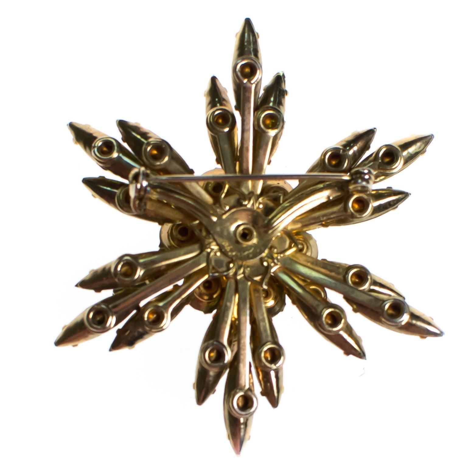 Vintage Judy Lee Green Rhinestone Starburst Brooch, by Judy Lee - Vintage Meet Modern Vintage Jewelry - Chicago, Illinois - #oldhollywoodglamour #vintagemeetmodern #designervintage #jewelrybox #antiquejewelry #vintagejewelry