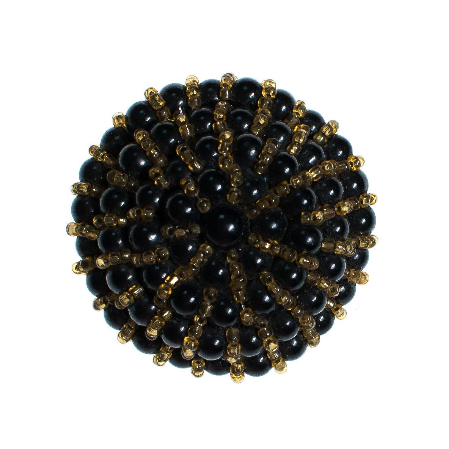 Vintage Brooch, Black Lucite Beads, Gold Glass Beads, Gold Tone Setting, Brooches and Pins by 1950s - Vintage Meet Modern Vintage Jewelry - Chicago, Illinois - #oldhollywoodglamour #vintagemeetmodern #designervintage #jewelrybox #antiquejewelry #vintagejewelry
