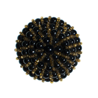 Vintage Brooch, Black Lucite Beads, Gold Glass Beads, Gold Tone Setting, Brooches and Pins by 1950s - Vintage Meet Modern Vintage Jewelry - Chicago, Illinois - #oldhollywoodglamour #vintagemeetmodern #designervintage #jewelrybox #antiquejewelry #vintagejewelry