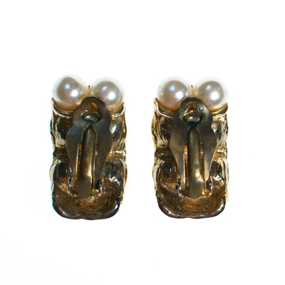 Vintage Pearl and Rhinestone Domed Hoop Earrings, Clip On by 1980s - Vintage Meet Modern Vintage Jewelry - Chicago, Illinois - #oldhollywoodglamour #vintagemeetmodern #designervintage #jewelrybox #antiquejewelry #vintagejewelry