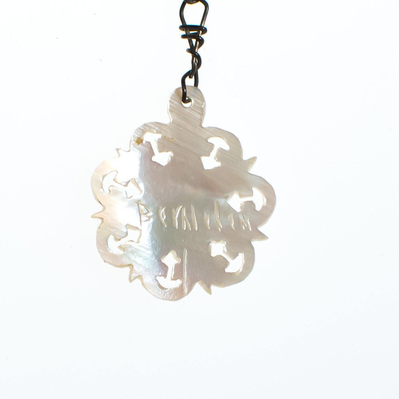 Vintage Carved  Etched and Scalloped Mother of Pearl Lavalier Necklace by Mother of Pearl - Vintage Meet Modern Vintage Jewelry - Chicago, Illinois - #oldhollywoodglamour #vintagemeetmodern #designervintage #jewelrybox #antiquejewelry #vintagejewelry