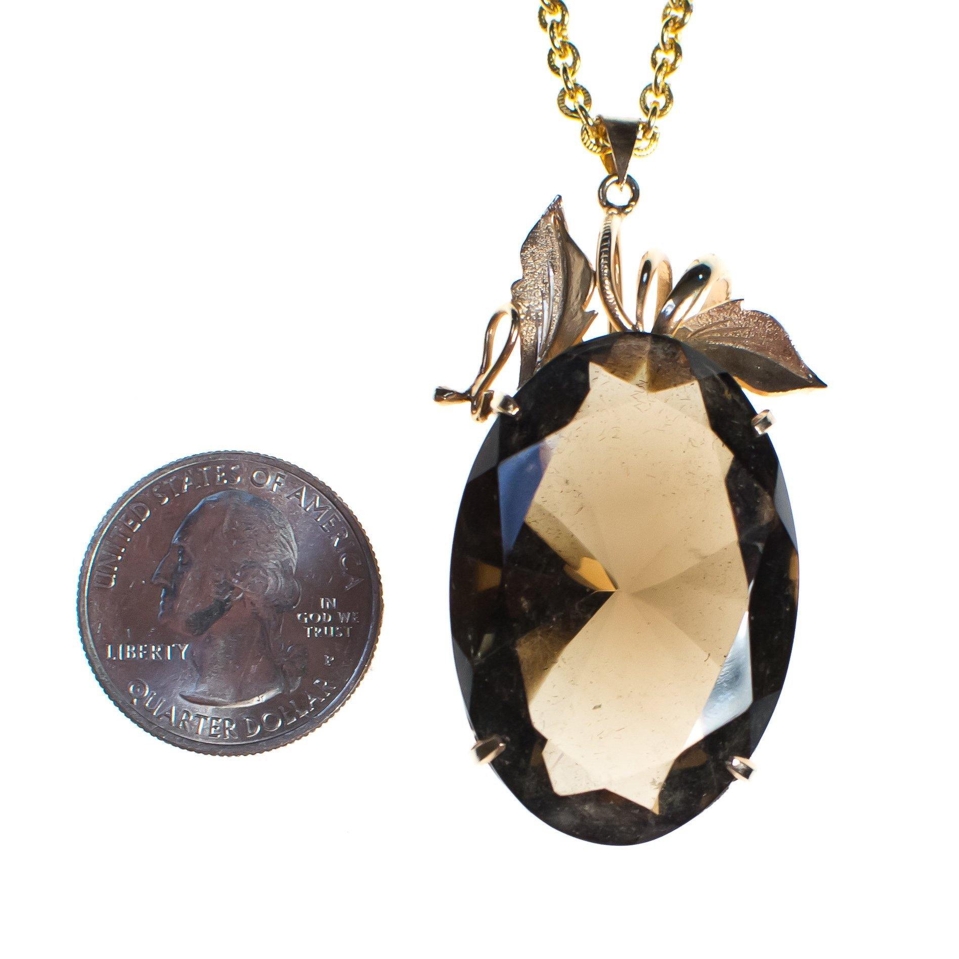 Vintage Cadoro Art Nouveau Inspired Huge Smokey Topaz Pendant Necklace by Cadoro - Vintage Meet Modern Vintage Jewelry - Chicago, Illinois - #oldhollywoodglamour #vintagemeetmodern #designervintage #jewelrybox #antiquejewelry #vintagejewelry