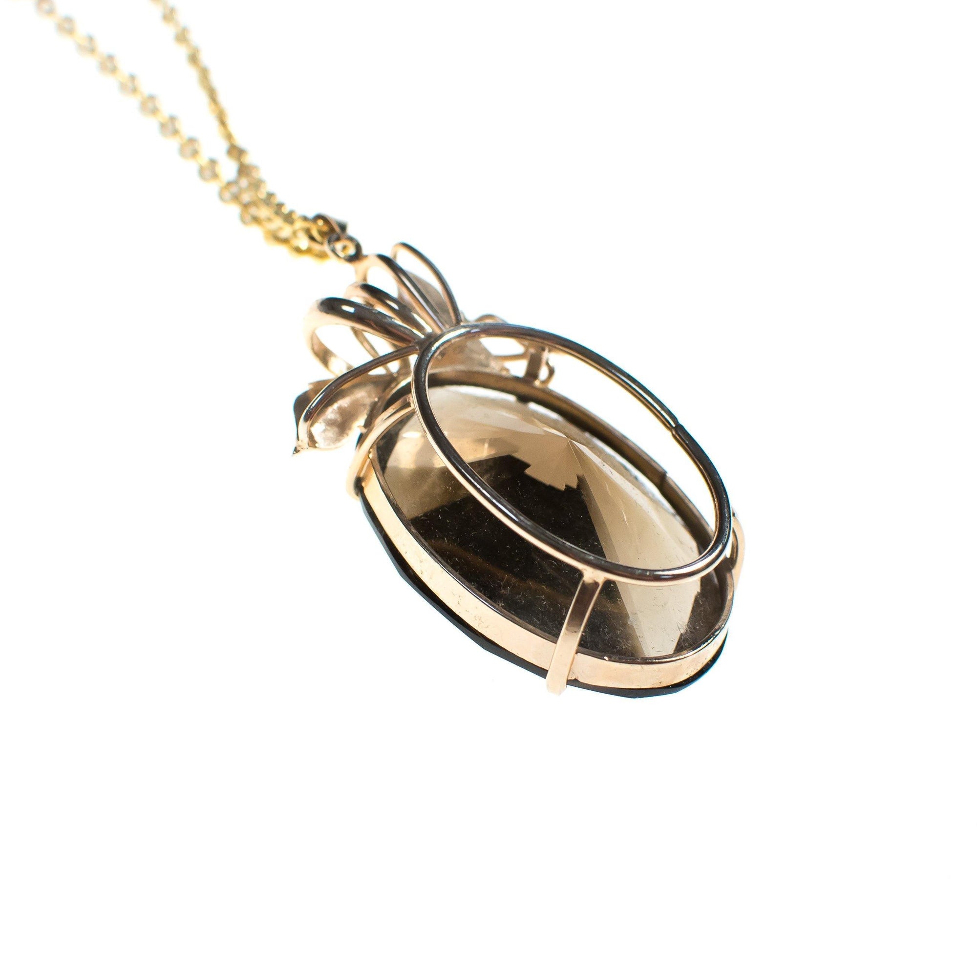 Vintage Cadoro Art Nouveau Inspired Huge Smokey Topaz Pendant Necklace by Cadoro - Vintage Meet Modern Vintage Jewelry - Chicago, Illinois - #oldhollywoodglamour #vintagemeetmodern #designervintage #jewelrybox #antiquejewelry #vintagejewelry