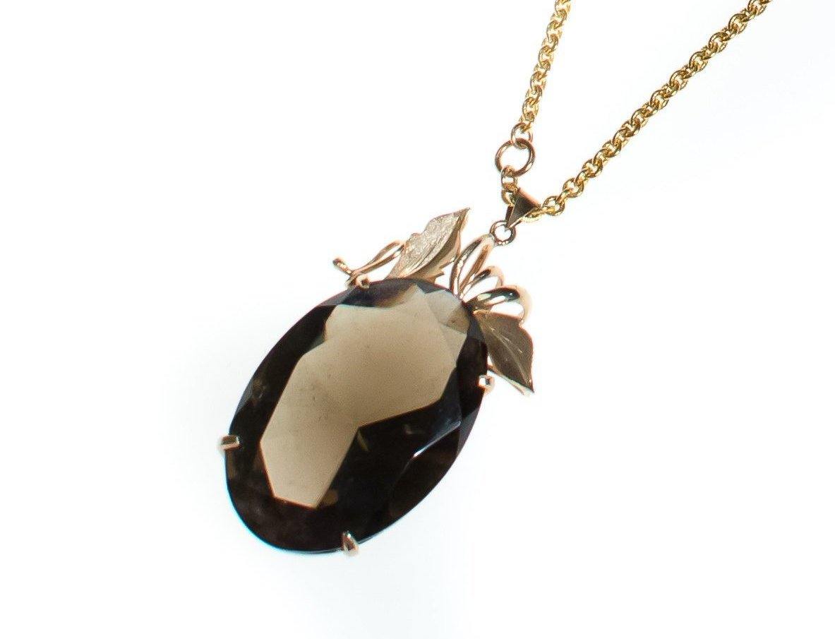 Vintage Cadoro Art Nouveau Inspired Huge Smokey Topaz Pendant Necklace by Cadoro - Vintage Meet Modern Vintage Jewelry - Chicago, Illinois - #oldhollywoodglamour #vintagemeetmodern #designervintage #jewelrybox #antiquejewelry #vintagejewelry