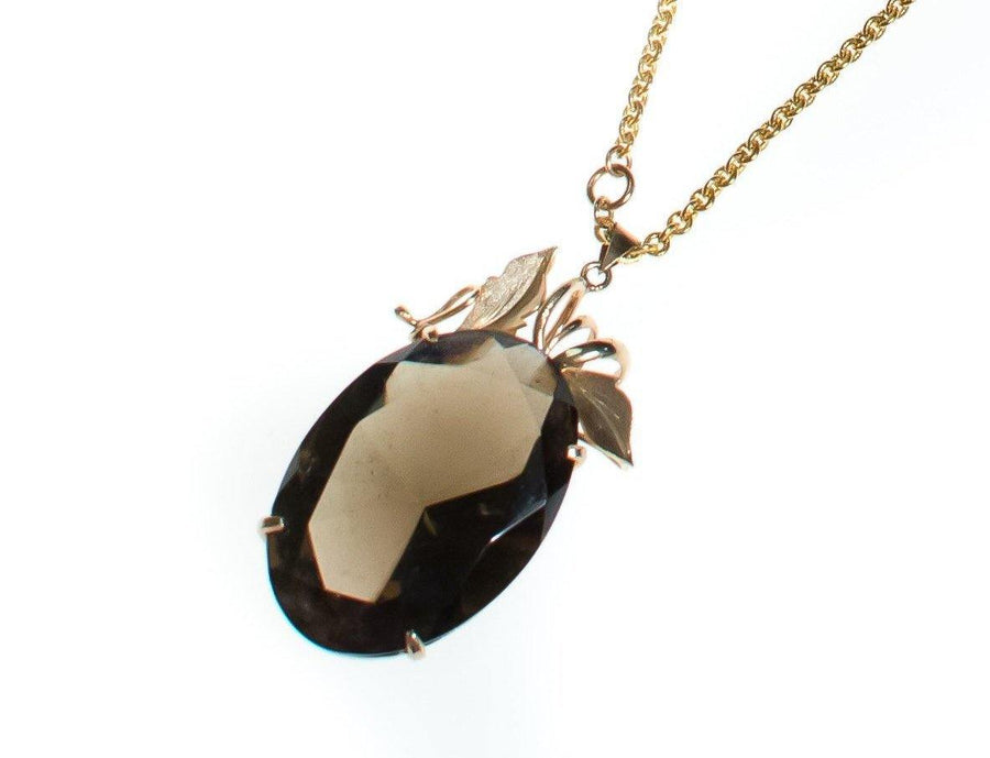 Vintage Cadoro Art Nouveau Inspired Huge Smokey Topaz Pendant Necklace by Cadoro - Vintage Meet Modern Vintage Jewelry - Chicago, Illinois - #oldhollywoodglamour #vintagemeetmodern #designervintage #jewelrybox #antiquejewelry #vintagejewelry