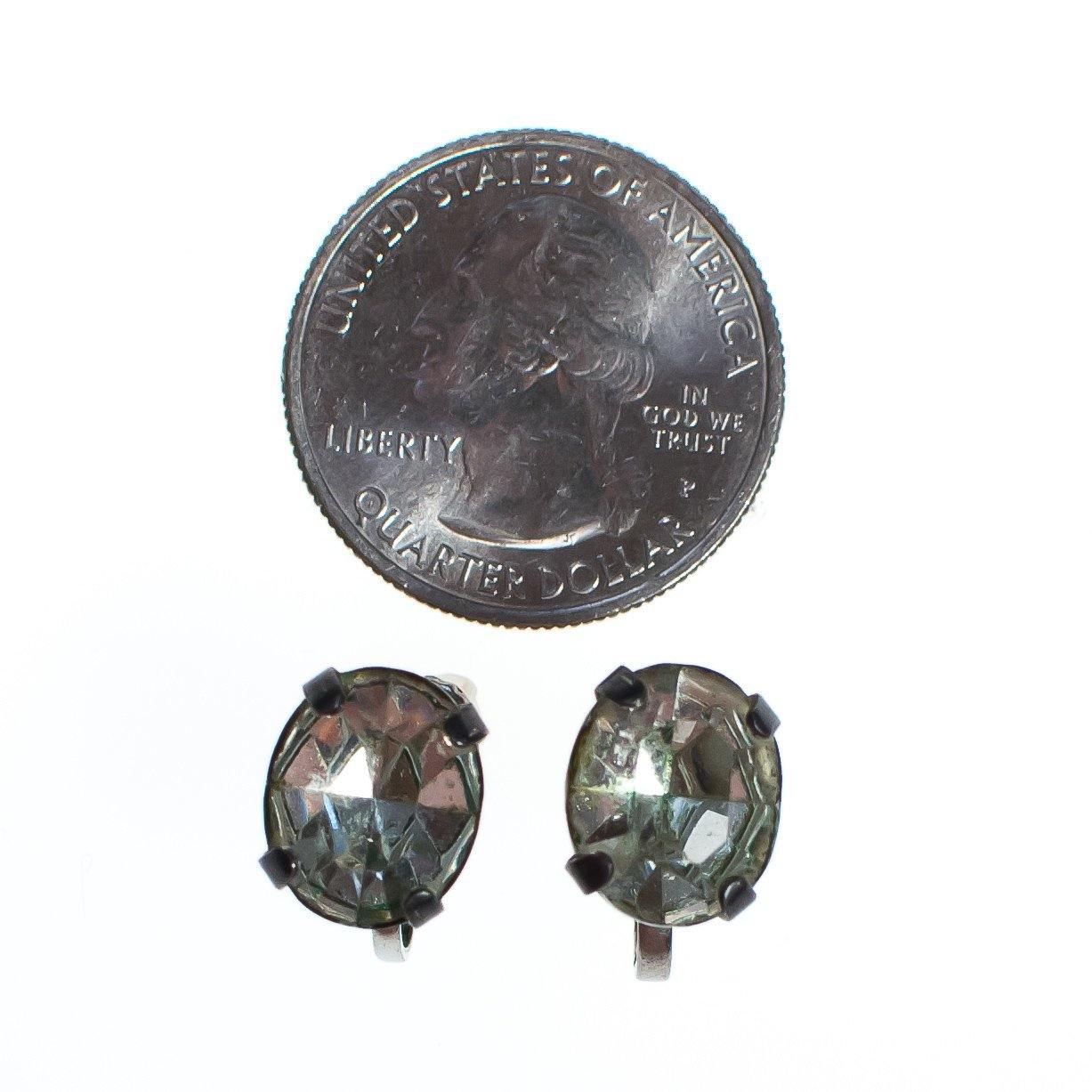 Vintage Art Deco Era 1940s Oval Faceted Diamante Crystal Screwback Stud Earrings by Art Deco - Vintage Meet Modern Vintage Jewelry - Chicago, Illinois - #oldhollywoodglamour #vintagemeetmodern #designervintage #jewelrybox #antiquejewelry #vintagejewelry