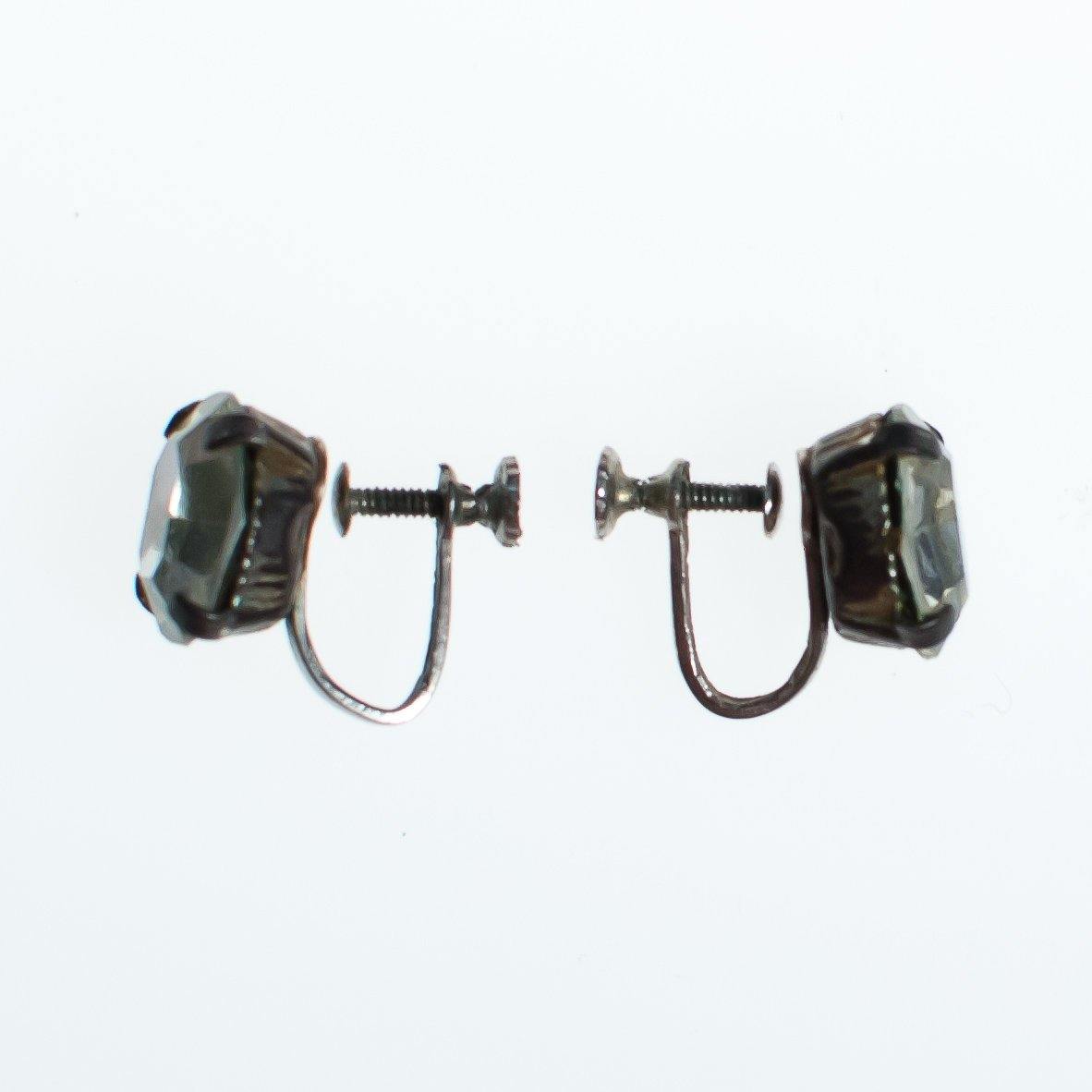 Vintage Art Deco Era 1940s Oval Faceted Diamante Crystal Screwback Stud Earrings by Art Deco - Vintage Meet Modern Vintage Jewelry - Chicago, Illinois - #oldhollywoodglamour #vintagemeetmodern #designervintage #jewelrybox #antiquejewelry #vintagejewelry