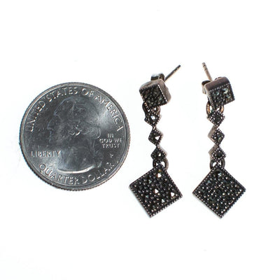 Vintage Sterling Sterling Silver and Marcasite Drop Earrings by Sterling Silver - Vintage Meet Modern Vintage Jewelry - Chicago, Illinois - #oldhollywoodglamour #vintagemeetmodern #designervintage #jewelrybox #antiquejewelry #vintagejewelry