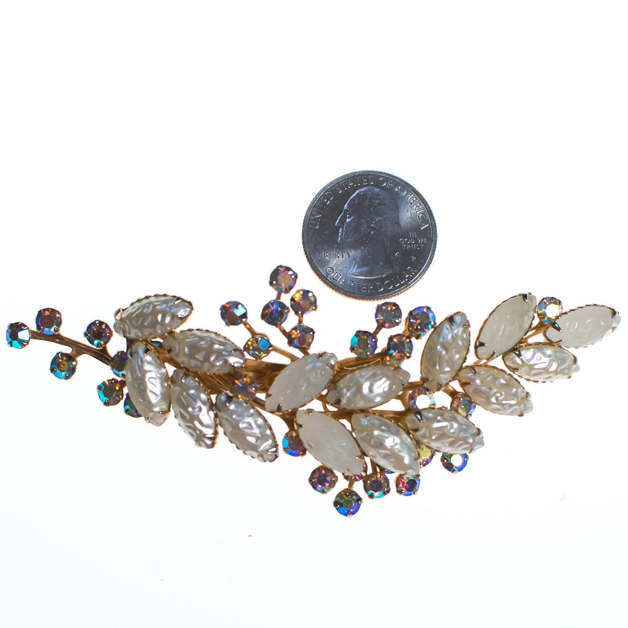 Vintage Judy Lee Brooch with Pearls and Aurora Borealis Rhinestones by Judy Lee - Vintage Meet Modern Vintage Jewelry - Chicago, Illinois - #oldhollywoodglamour #vintagemeetmodern #designervintage #jewelrybox #antiquejewelry #vintagejewelry
