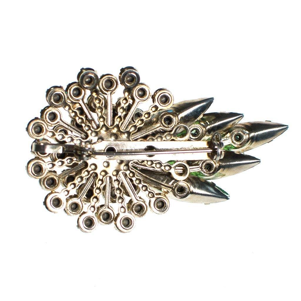 Vintage Judy Lee Green Aurora Borealis Rhinestone Brooch by Judy Lee - Vintage Meet Modern Vintage Jewelry - Chicago, Illinois - #oldhollywoodglamour #vintagemeetmodern #designervintage #jewelrybox #antiquejewelry #vintagejewelry