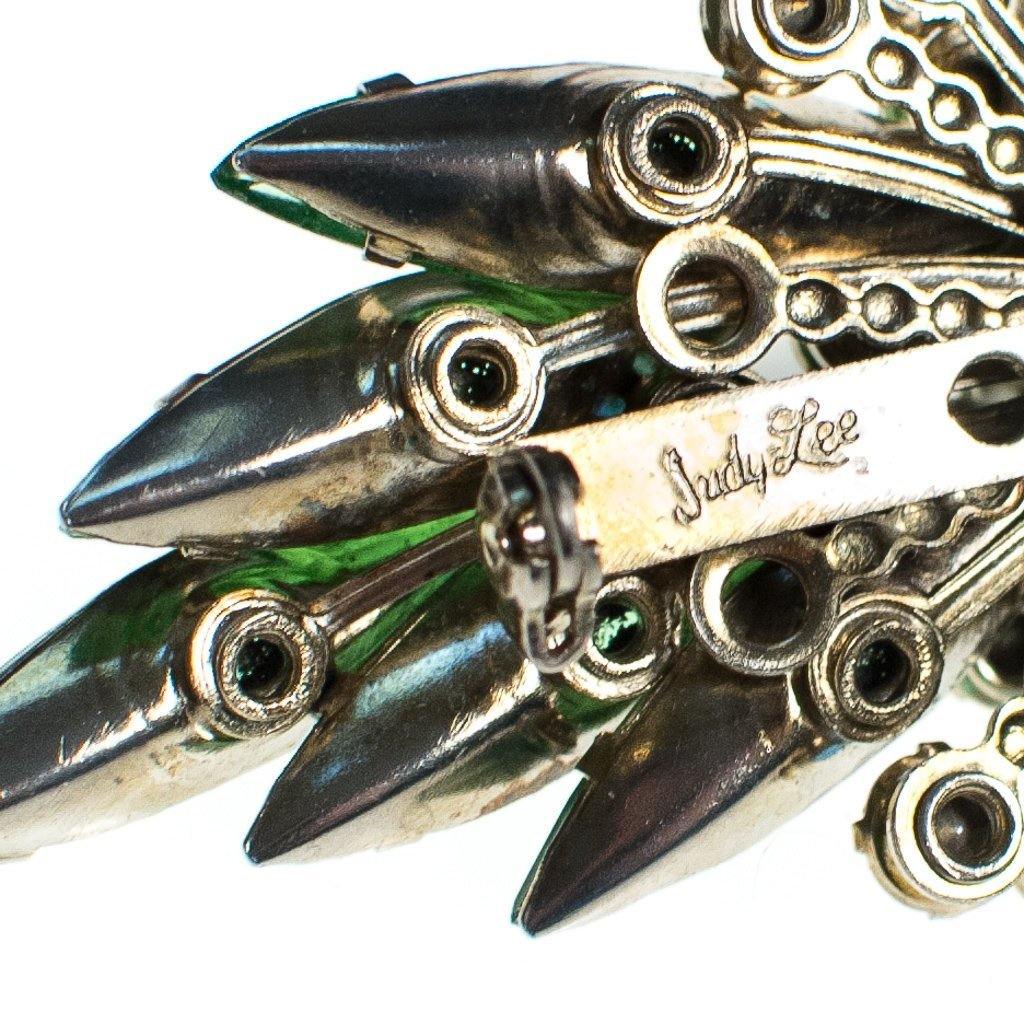 Vintage Judy Lee Green Aurora Borealis Rhinestone Brooch by Judy Lee - Vintage Meet Modern Vintage Jewelry - Chicago, Illinois - #oldhollywoodglamour #vintagemeetmodern #designervintage #jewelrybox #antiquejewelry #vintagejewelry