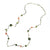 Vintage 1960s Angel Skin Coral and Faux Jade Lucite Beaded Station Minimalist Long Necklace