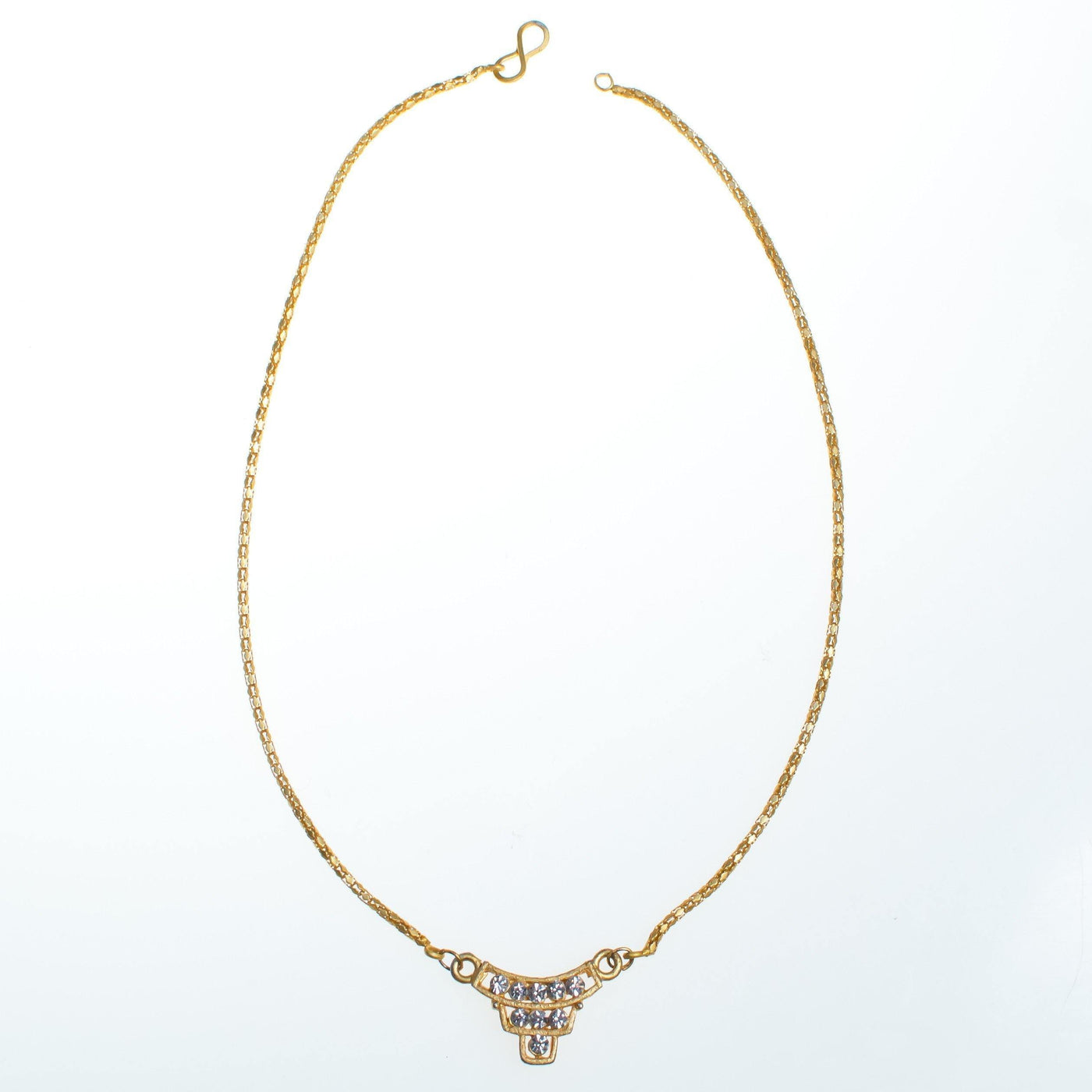 Vintage Modernist Minimalist Rhinestone Pendant Necklace