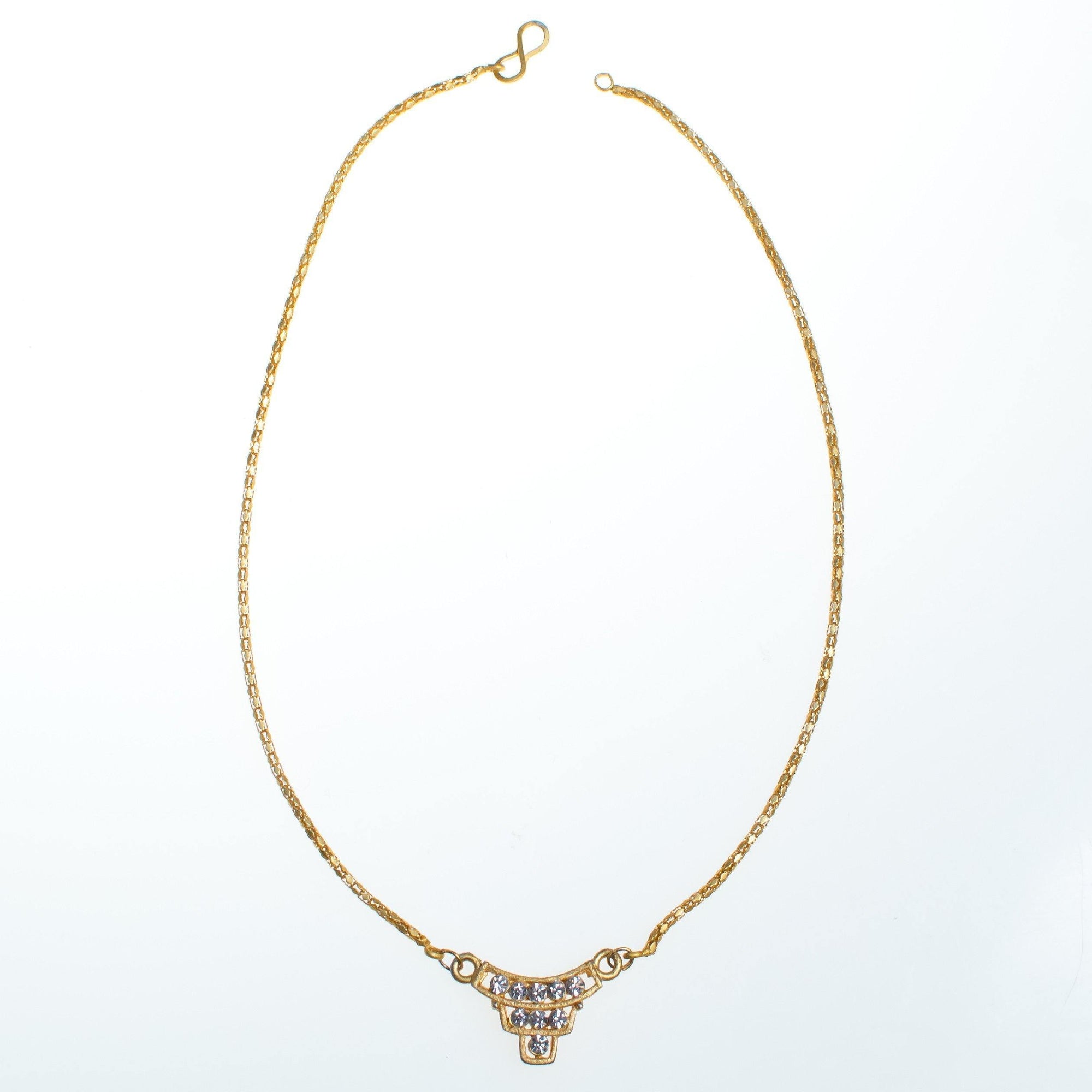 Vintage Modernist Minimalist Rhinestone Pendant Necklace by 1990s - Vintage Meet Modern Vintage Jewelry - Chicago, Illinois - #oldhollywoodglamour #vintagemeetmodern #designervintage #jewelrybox #antiquejewelry #vintagejewelry