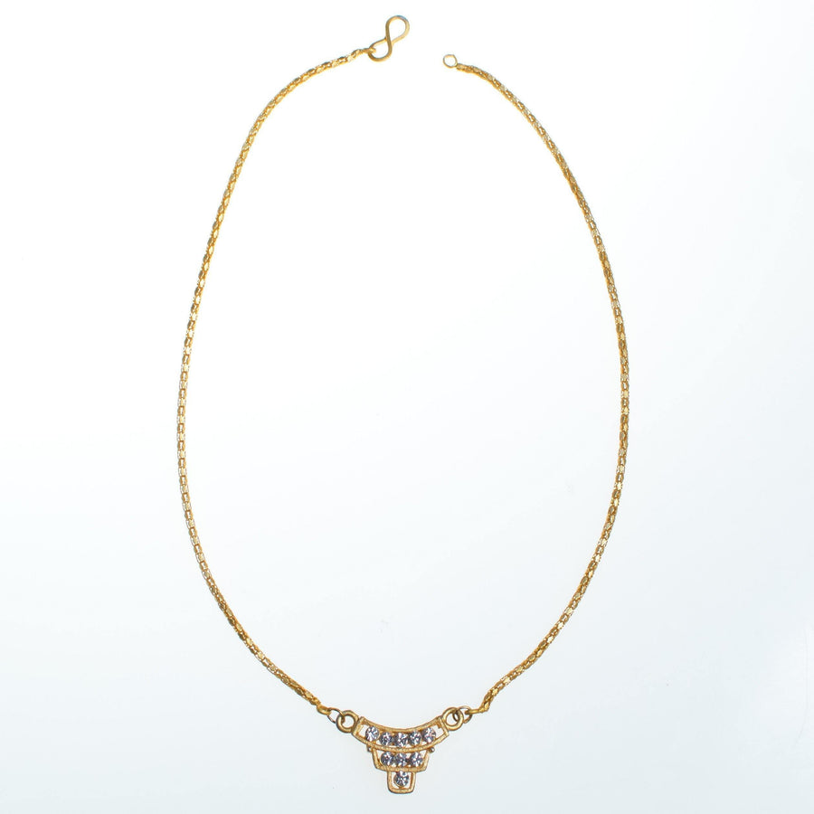 Vintage Modernist Minimalist Rhinestone Pendant Necklace by 1990s - Vintage Meet Modern Vintage Jewelry - Chicago, Illinois - #oldhollywoodglamour #vintagemeetmodern #designervintage #jewelrybox #antiquejewelry #vintagejewelry