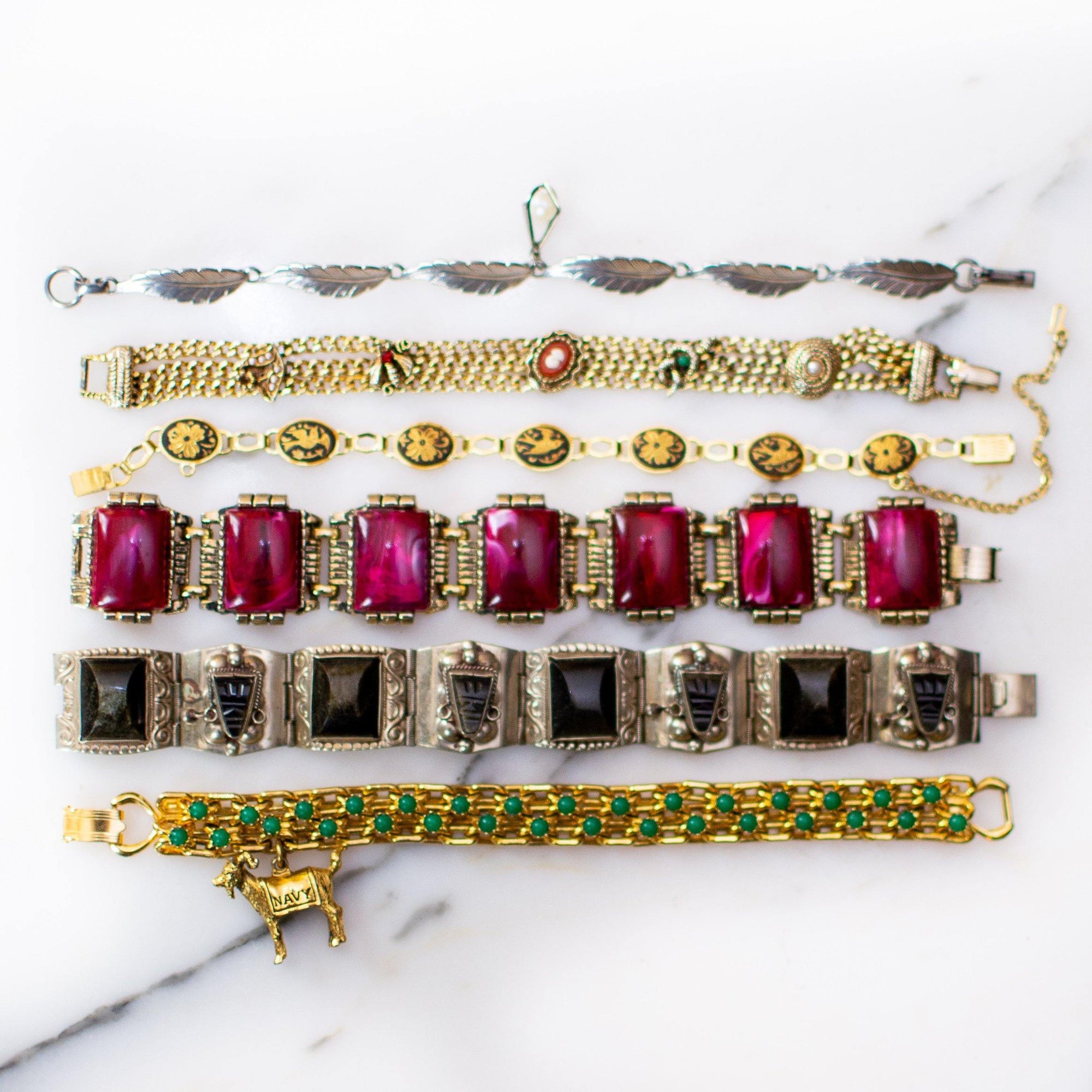 Vintage Spanish Damascene Bracelet Black with Gold Bird Design by Made in Spain - Vintage Meet Modern Vintage Jewelry - Chicago, Illinois - #oldhollywoodglamour #vintagemeetmodern #designervintage #jewelrybox #antiquejewelry #vintagejewelry