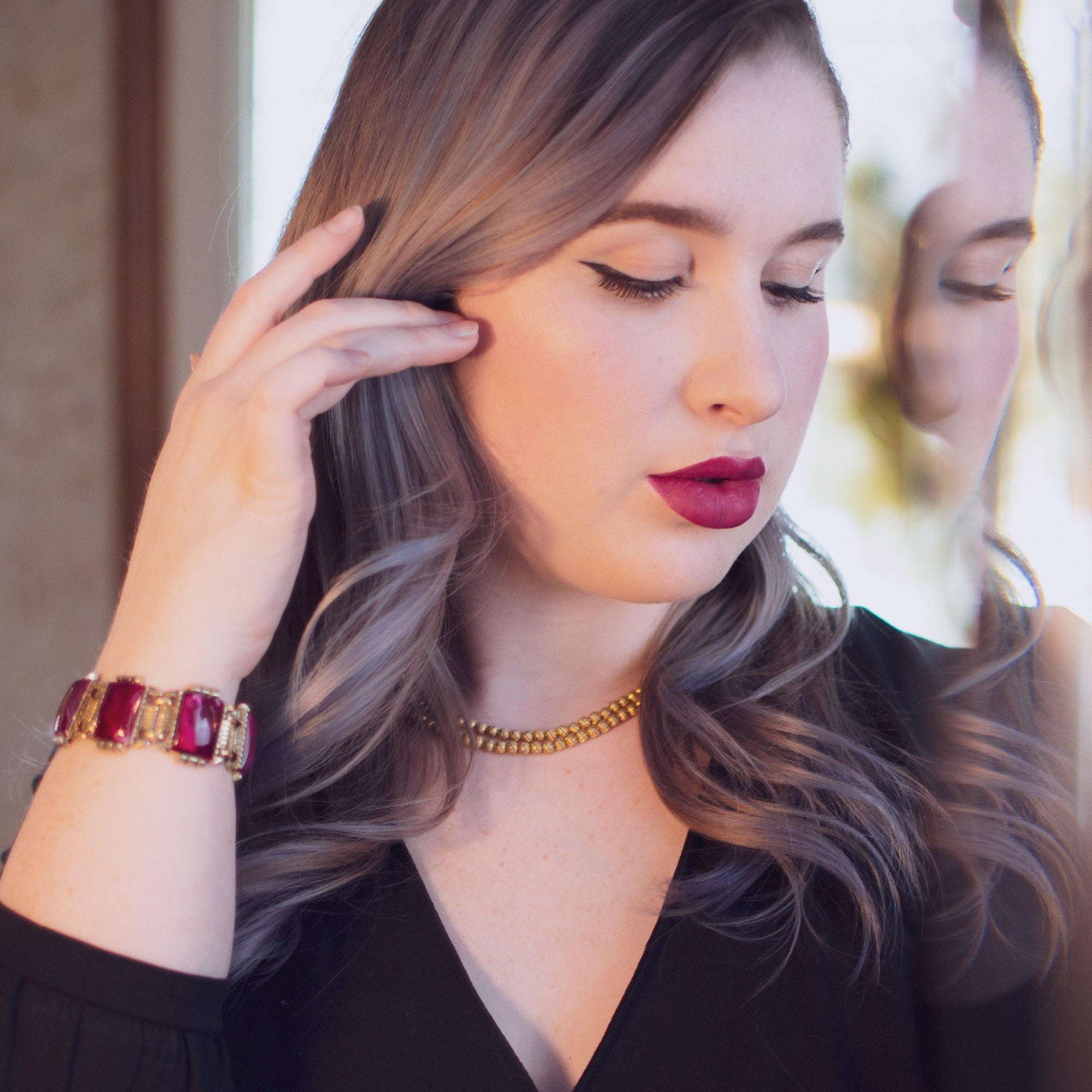 Vintage Crown Trifari Gold Bead Double Strand Necklace by Crown Trifari - Vintage Meet Modern Vintage Jewelry - Chicago, Illinois - #oldhollywoodglamour #vintagemeetmodern #designervintage #jewelrybox #antiquejewelry #vintagejewelry