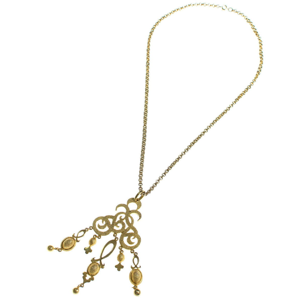 Vintage Crown Trifari 1960s Modernist Charm Statement Necklace