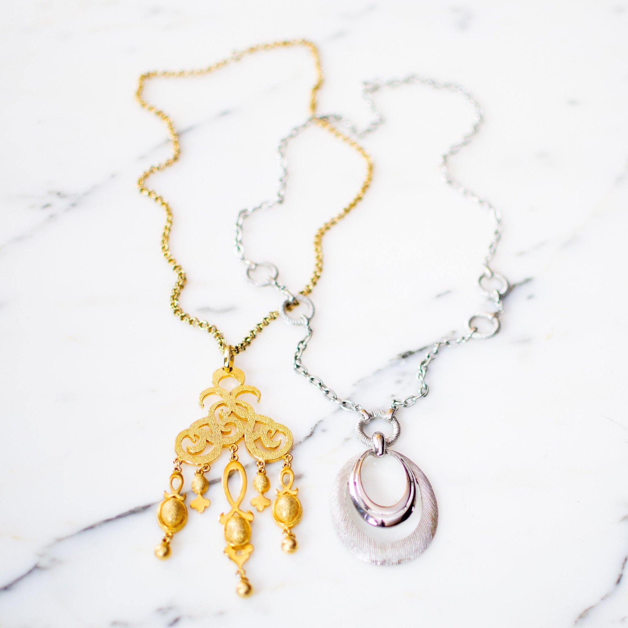 Vintage Crown Trifari 1960s Modernist Charm Statement Necklace by Crown Trifari - Vintage Meet Modern Vintage Jewelry - Chicago, Illinois - #oldhollywoodglamour #vintagemeetmodern #designervintage #jewelrybox #antiquejewelry #vintagejewelry