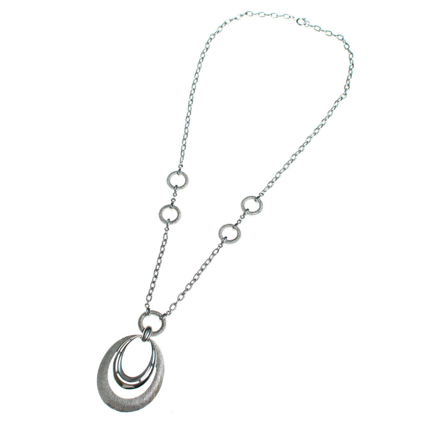 Vintage Crown Trifari Silver Modernist Statement Necklace