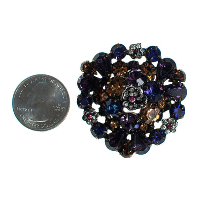 Vintage Weiss Brooch, Purple, Blue, Gold, and Red Rhinestones, Diamante Crystals, Silver Tone Setting, Brooches and Pins by Weiss - Vintage Meet Modern Vintage Jewelry - Chicago, Illinois - #oldhollywoodglamour #vintagemeetmodern #designervintage #jewelrybox #antiquejewelry #vintagejewelry