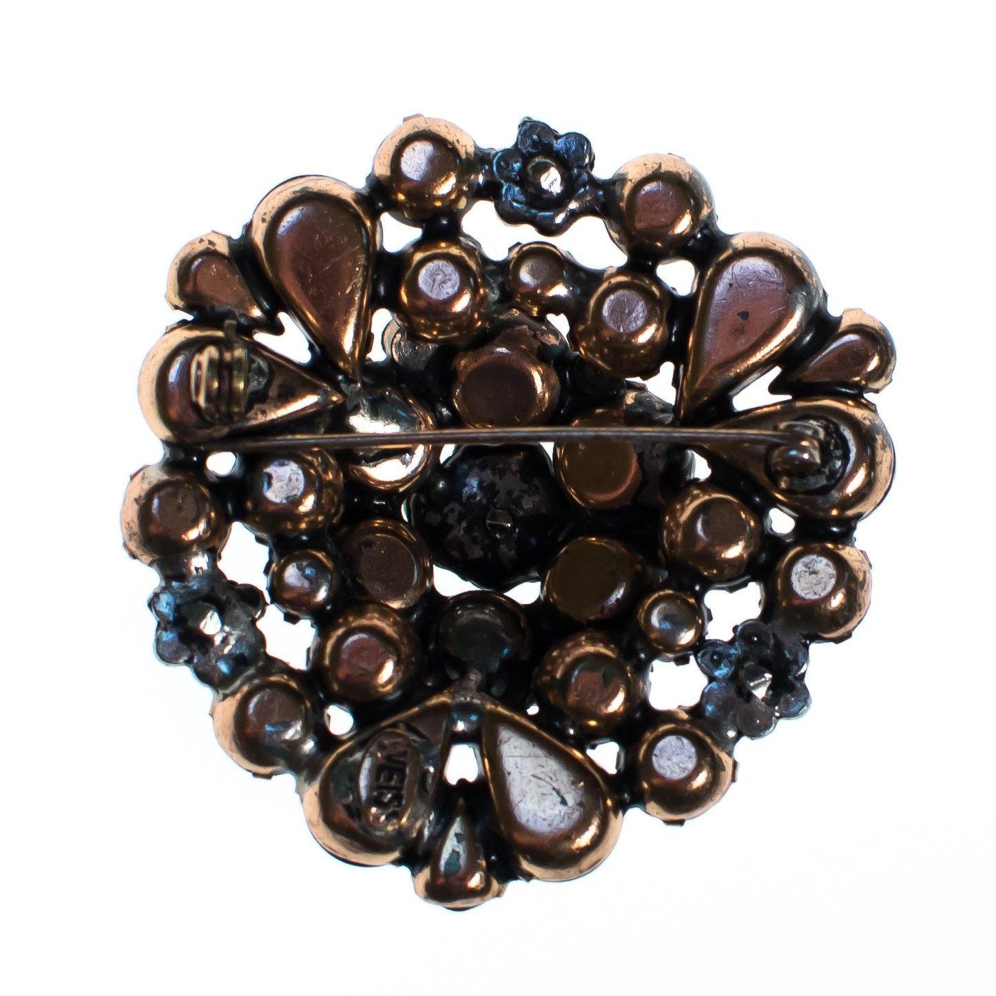 Vintage Weiss Brooch, Purple, Blue, Gold, and Red Rhinestones, Diamante Crystals, Silver Tone Setting, Brooches and Pins by Weiss - Vintage Meet Modern Vintage Jewelry - Chicago, Illinois - #oldhollywoodglamour #vintagemeetmodern #designervintage #jewelrybox #antiquejewelry #vintagejewelry